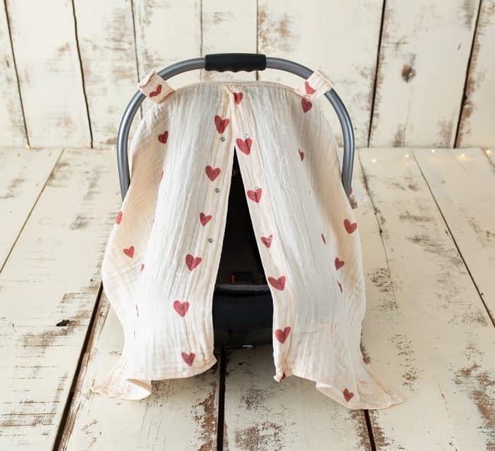 Kalp Desenli Müslin Puset Örtüsü “Cute Hearts” - Görsel 4