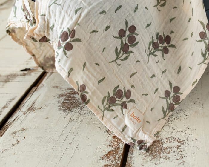 Zeytin Desenli Müslin Puset Örtüsü “Healthy Olive” - Görsel 2