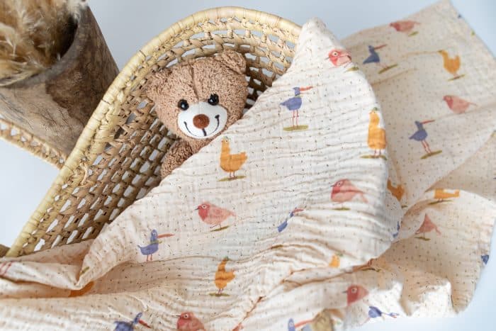 Kuş Desenli Müslin Örtü "Birdie" - Görsel 1