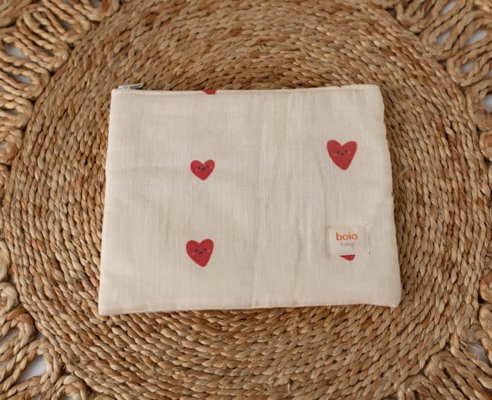 5W3A5928 Kalp Desenli Müslin Çanta "Cute Hearts" - Görsel 1