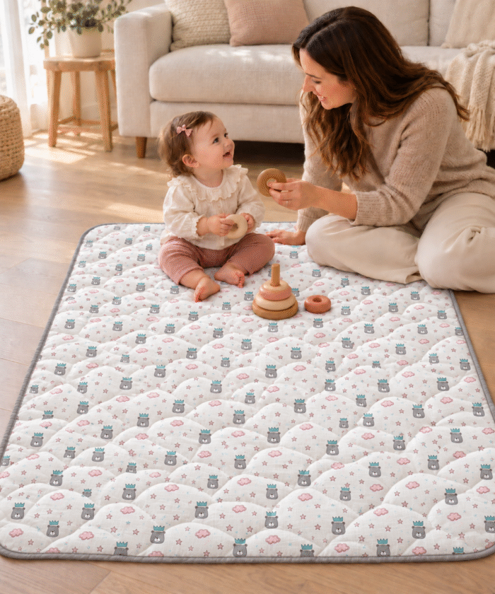 boia living Uykucu Ayı Çift Taraflı Müslin Bebek Yorgan - Görsel 2